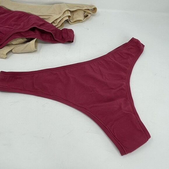 EVERYDAY Stitch Fix Thongs Womens 3X Made in Italy NEW Cotton Beige Red Lot of 8 - Picture 10 of 14